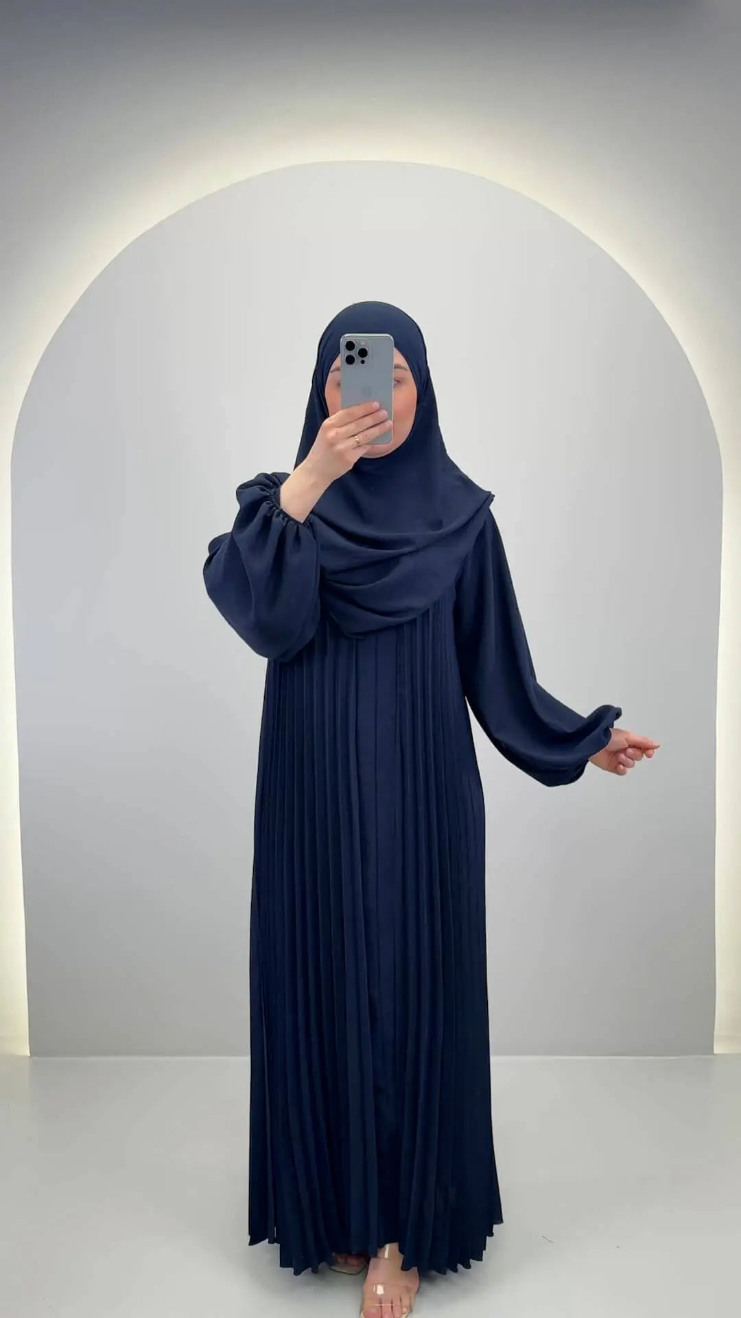 Hifaya Abaya Set med Khimar Mörkblå