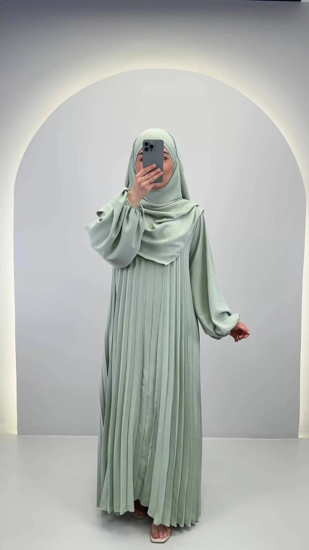 Hifaya Abaya Set with Khimar Mint