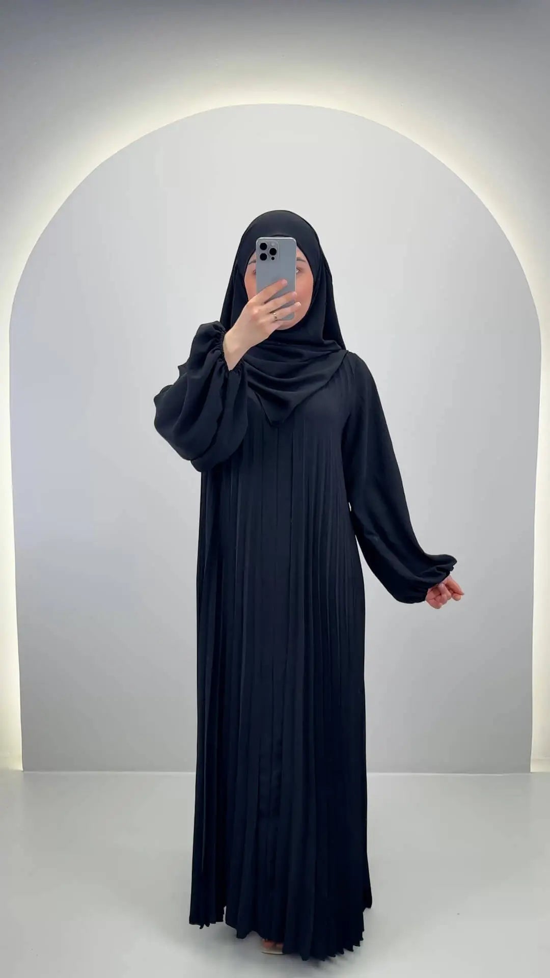 Hifaya Abaya Set Khimar ile Siyah