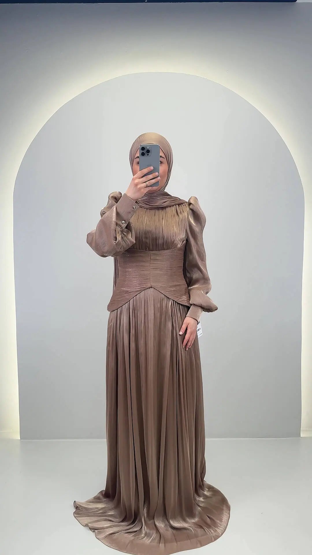 Estel Abendkleid mit HIJAB Taupe