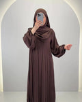 Hifaya Abaya Set med Khimar Brun