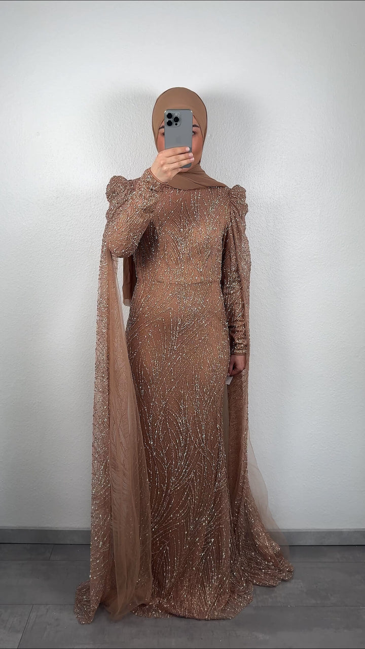 Elmas robe de soirée bronze