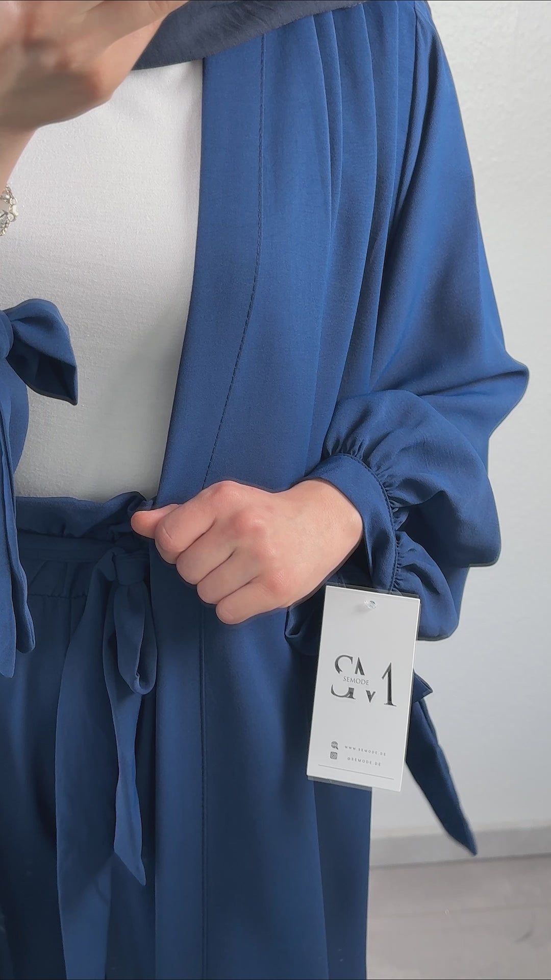 Jivonie Kimono completo 2 pezzi blu scuro